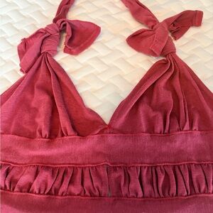 Pink Halter Top with Ruffle Detail